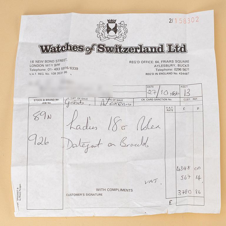 Rolex, Datejust, "Dégradé Diamond Dial", ca 1986.
