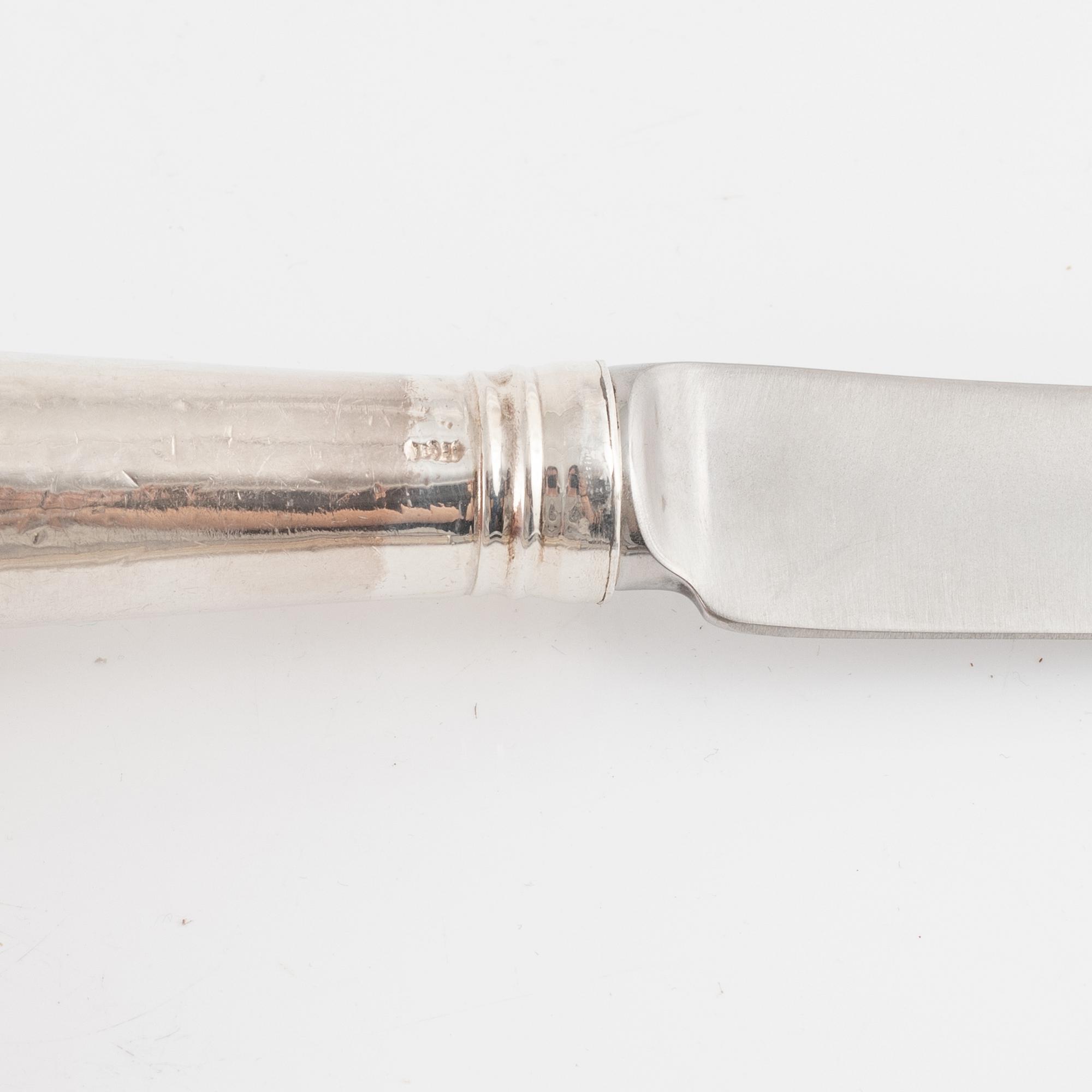 A set of English Silver Pistol Grip Knives, probably 18-19th century.