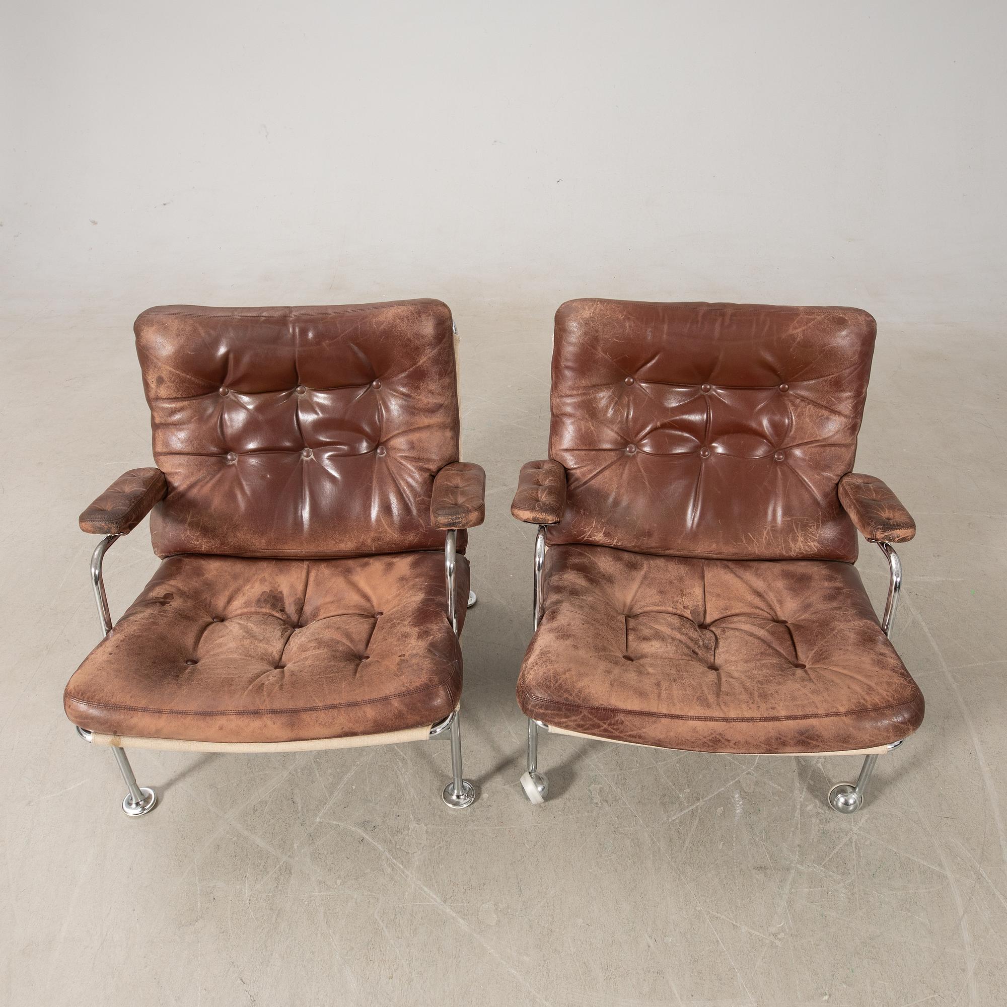 Bruno Mathsson, armchairs, 2 pcs, Dux, late 20th century.