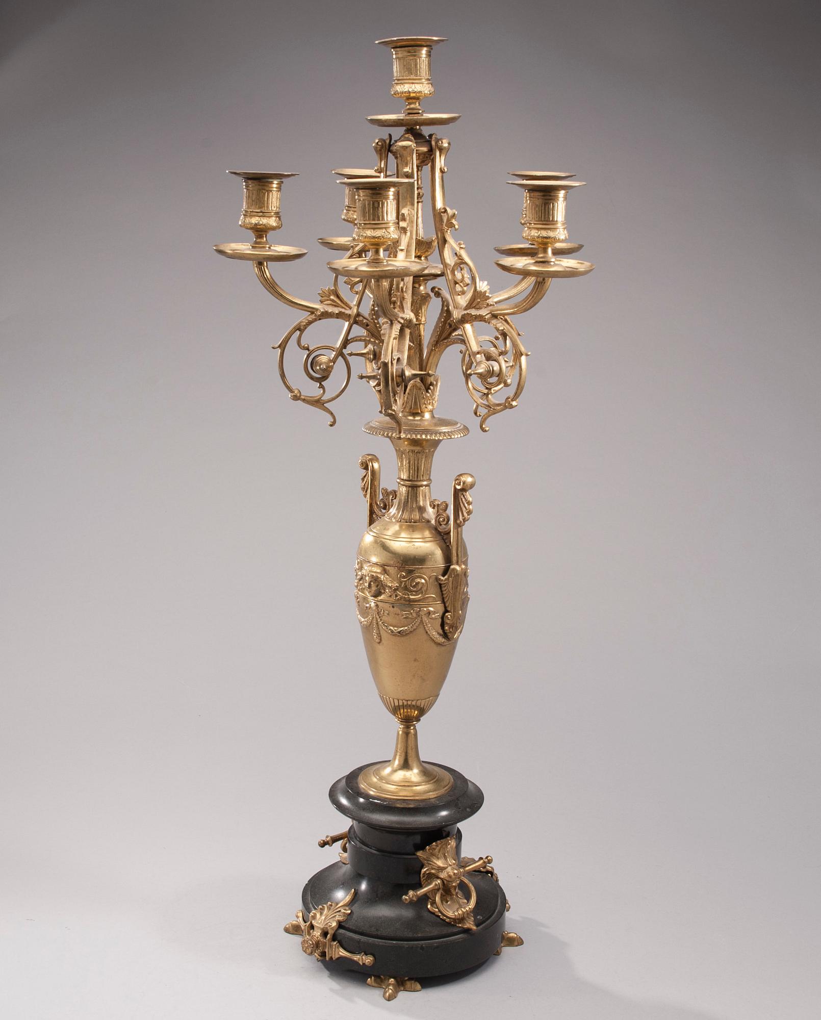 KANDELABER, FÖR 6 LJUS, empirestil, 1800-talets slut.