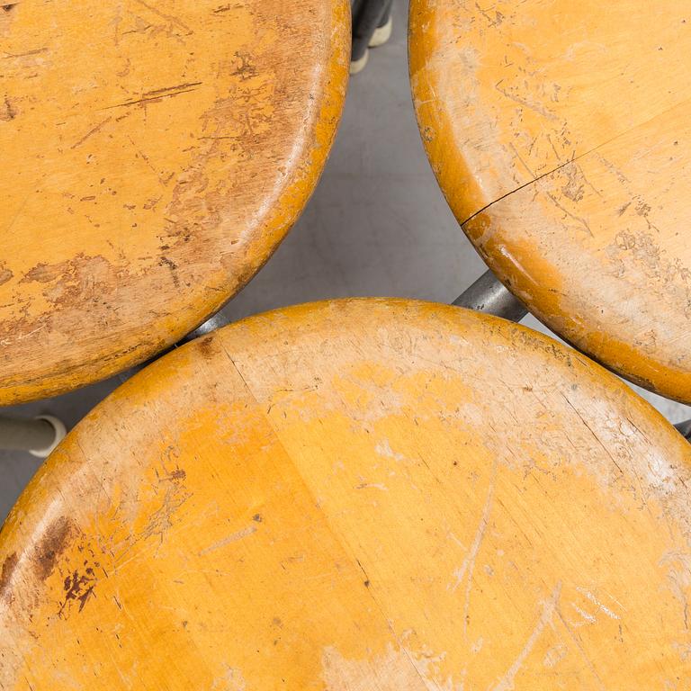 Eight birch stools, mid 20th Century.