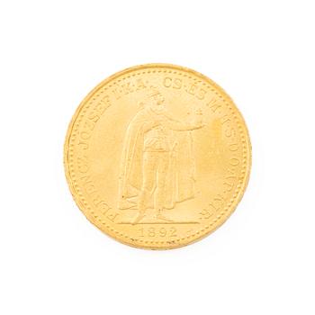 Gold coin, Hungary, 20 Korona, 1892.