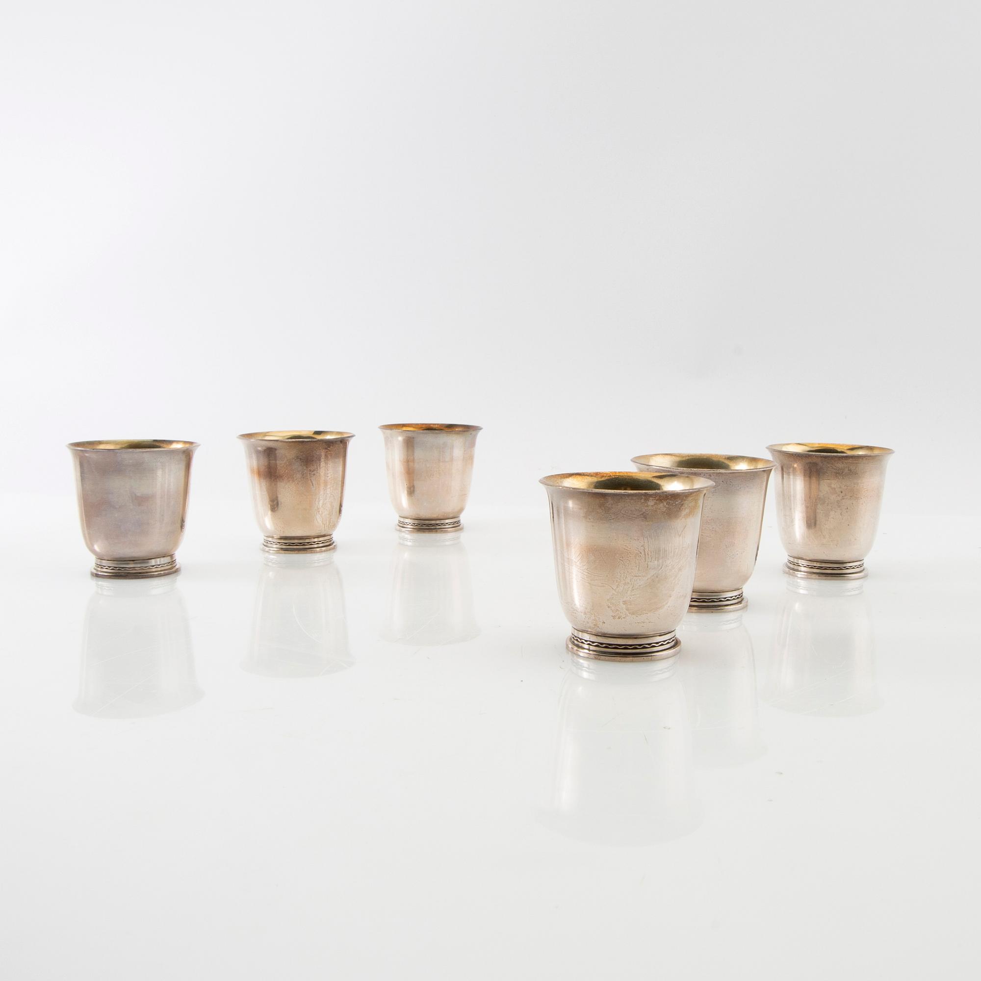 Supbägare 6 st Borgila sterlingsilver Stockholm 1937.