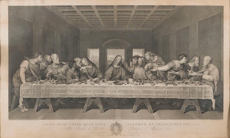 FRANCESCO RAINALDI, kopparstick, efter Leonardo da Vincis "Nattvarden".
