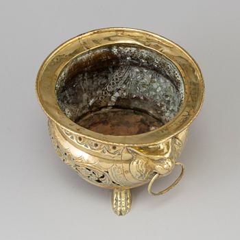 A 18th/19th century brass flower pot.