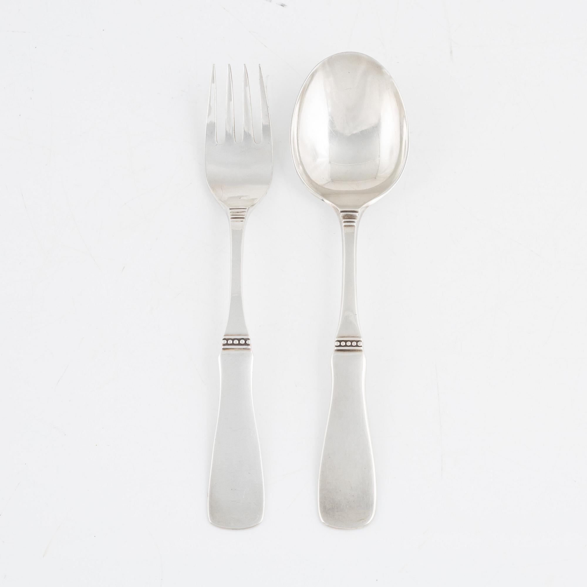 Gafflar 13 st, skedar 10 st, "Uppsala", silver, MGAB, 1900-talets andra hälft.