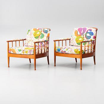 Kerstin Hörlin-Holmquist, a pair of 'Skrindan' easy chairs, OPE, second part of th 20th century.
