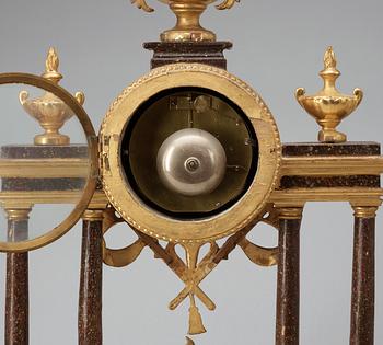 BORDSPENDYL, av Wilhelm Pauli, (urmakare i Stockholm 1795-1809). Sengustaviansk.