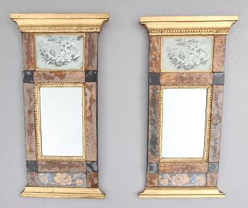 SPEGLAR, 1 par, s k glasmästarspeglar, 1800-talets första hälft.