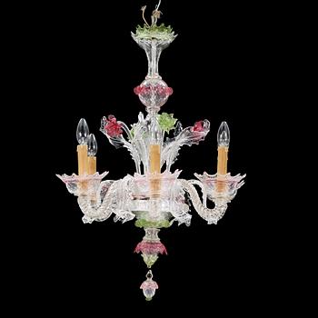 LJUSKRONA, glas, venetiansk stil, 1900-tal. Höjd ca 79 cm.