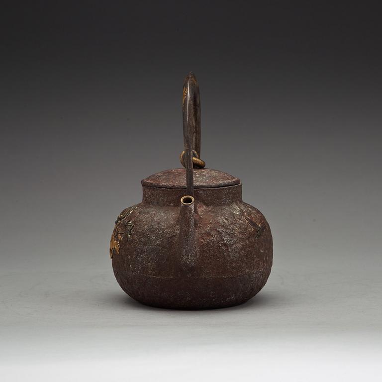 TEKANNA med LOCK, järn. Japan, Meiji (1868-1912).