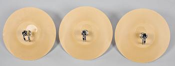 VÄGGLAMPOR, 3 st, "Zero", Lindau och Lindekrantz, sent 1900-tal.