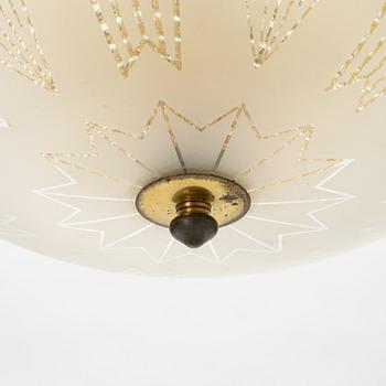 A Swedish Modern ceiling lamp, Orrefors, 1940's.