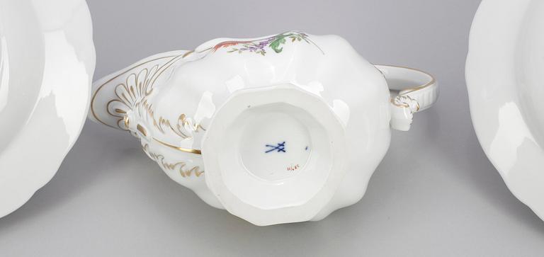 PARTI PORSLIN, 5 delar, Meissen, 1900-tal.