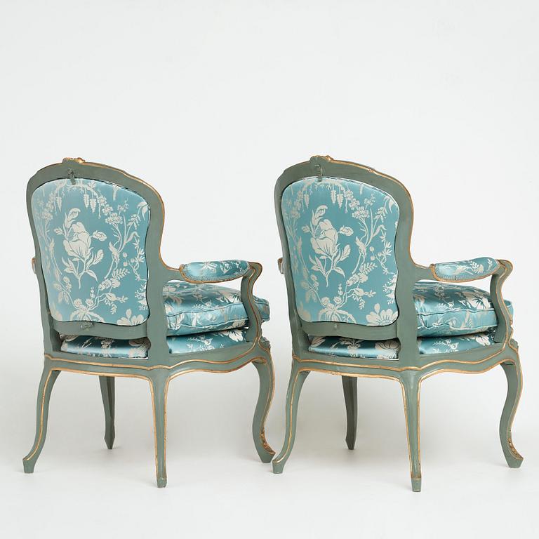 A pair of Swedish Rococo 18th century chairs.