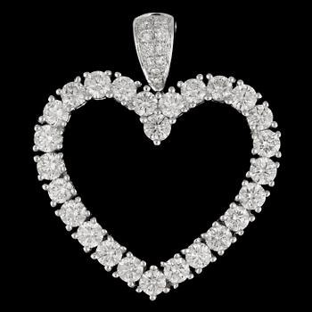 1256. A brilliant cut diamond heart pendant, tot. 3.01 cts.
