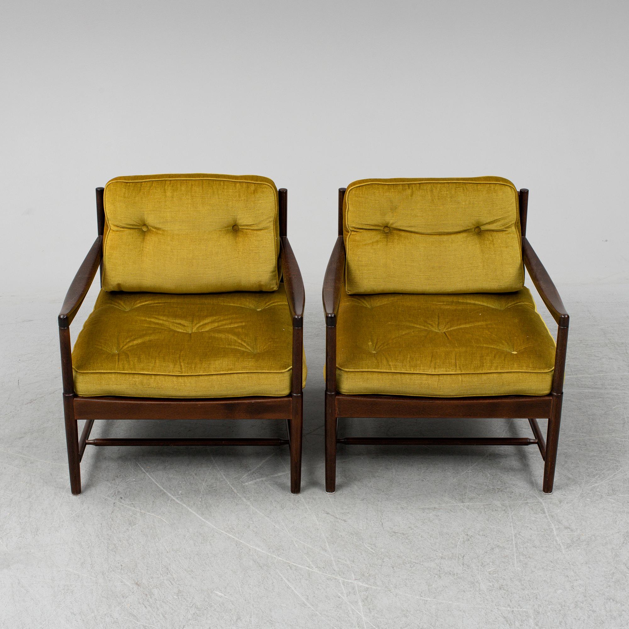A 1960's pair of 'Bristol' easy chairs by Pethrus Lindlöf.