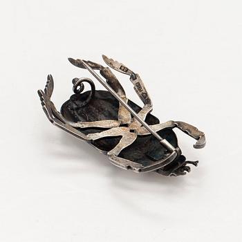 Brooch, beetle, silver, A. Tillander, Helsinki 1953.