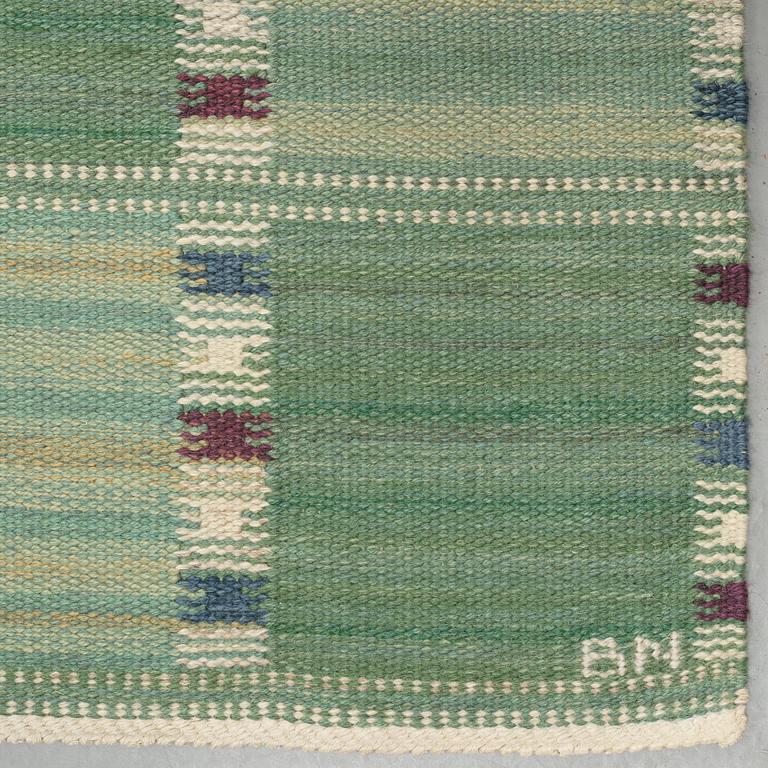 Barbro Nilsson, A CARPET, "Falurutan, grön Fabiola", flat weave, ca 468 x 326 cm, signed AB MMF BN.