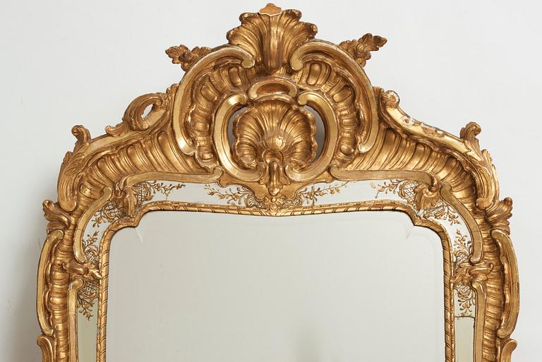 A Swedish Rococo mid 18th century mirror.