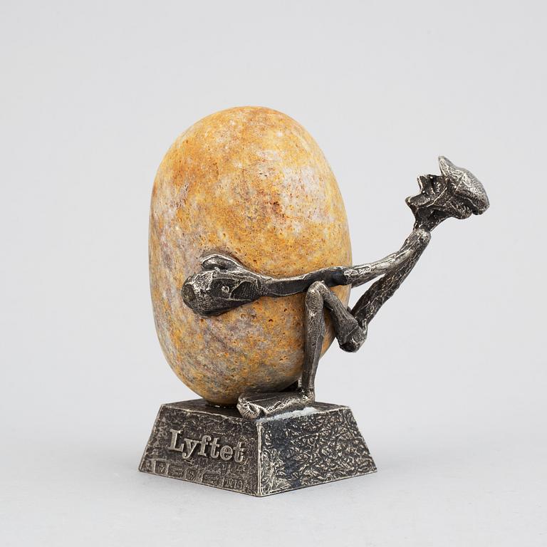 HENRY GUSTAFSSON, a 'Lyftet' sculpture, pewter and stone, 1986.