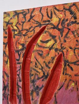 Stephen Buckley, mixed media, signed and dated 1989 on verso.