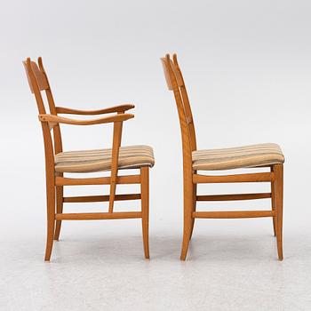 Carl Malmsten, A nine piece dining set, 'Camare Nyckel', by Åfors Möbelfabrik, Sweden, 1960's.