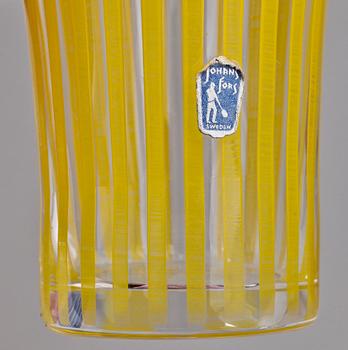 GLAS samt KANNA, 7 st, "Strikt", Bengt Orup, Johansfors, 1950-tal.