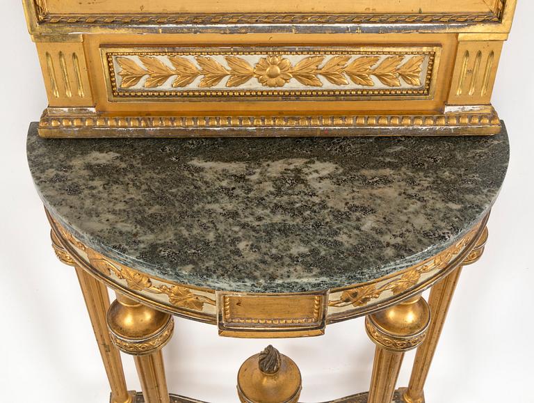 A MIRROR AND CONSOLE TABLE, gustavian style, mid 1900s.