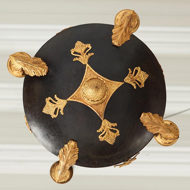 A Swedish Empire 19th century four-light hanging-lamp.