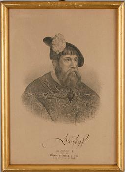 REGENTLÄNGD, 18 st, litografiska tryck, 1800-tal.