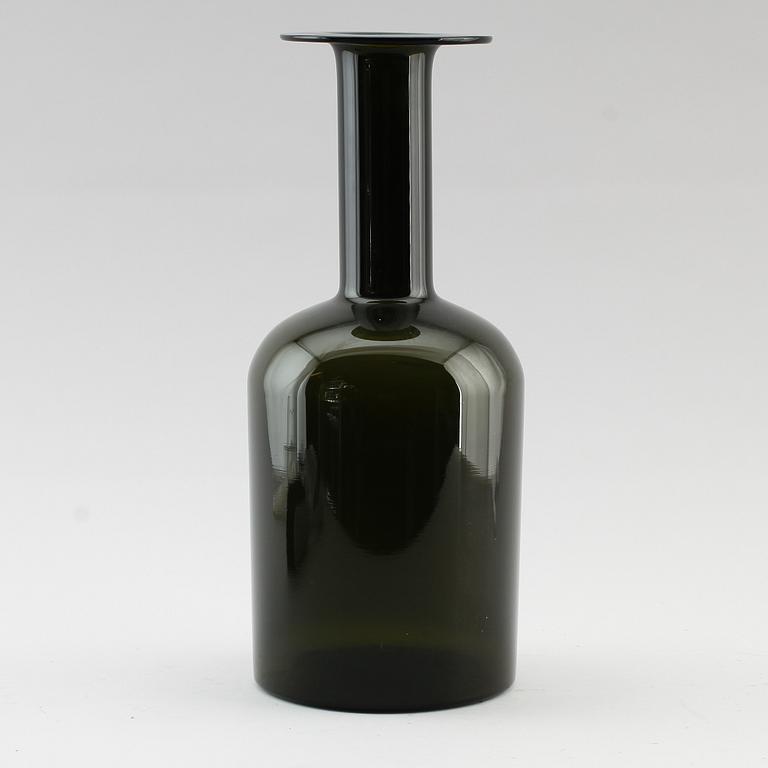 FLASKA, gröntonat glas, 1900-talets andra hälft.