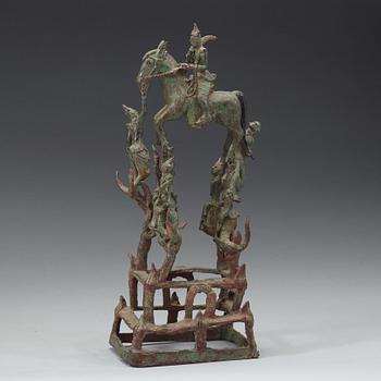 A large bronze equestrian sculpture, Burma, 19th Century.