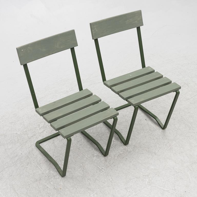 Garden chairs, a pair, 1930s-40s.