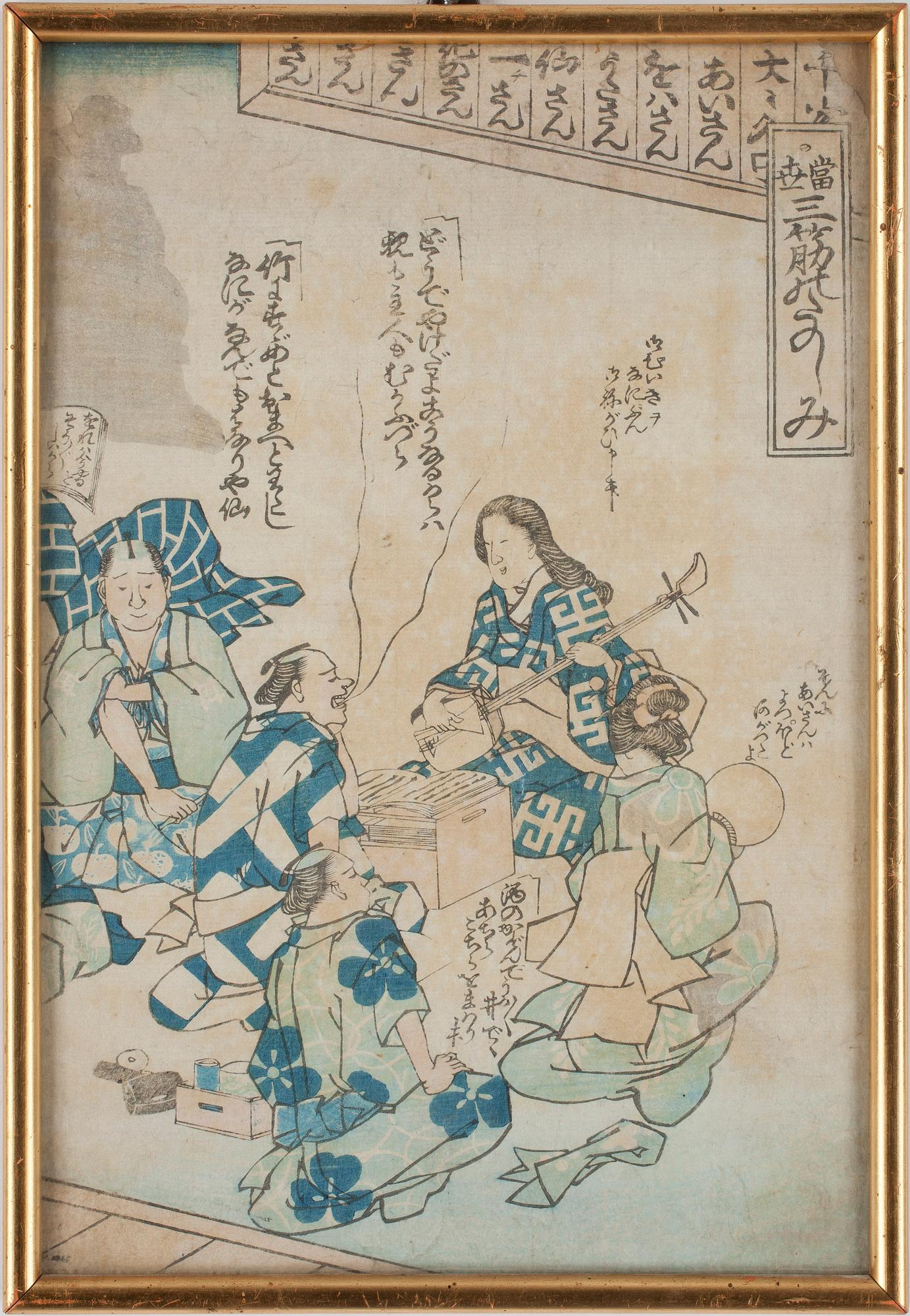 TRÄSNITT, 11 st, olika konstnärer, Japan, 1800-tal.