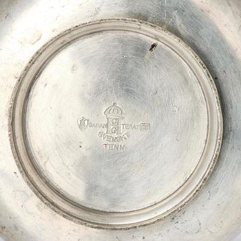 Sylvia Stave, a pewter and brass vase model 5557, C.G. Hallberg, Stockholm, 1933.