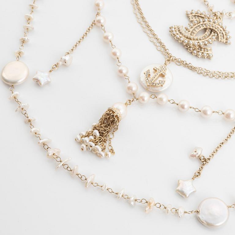 Chanel, a imitation pearl, stone and rhinestone necklace.