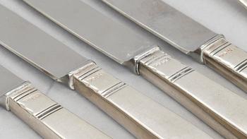 SMÖRGÅSBESTICK, 12 delar, silver. Modell Rosenholm. GAB 1969. Vikt 326 gr.