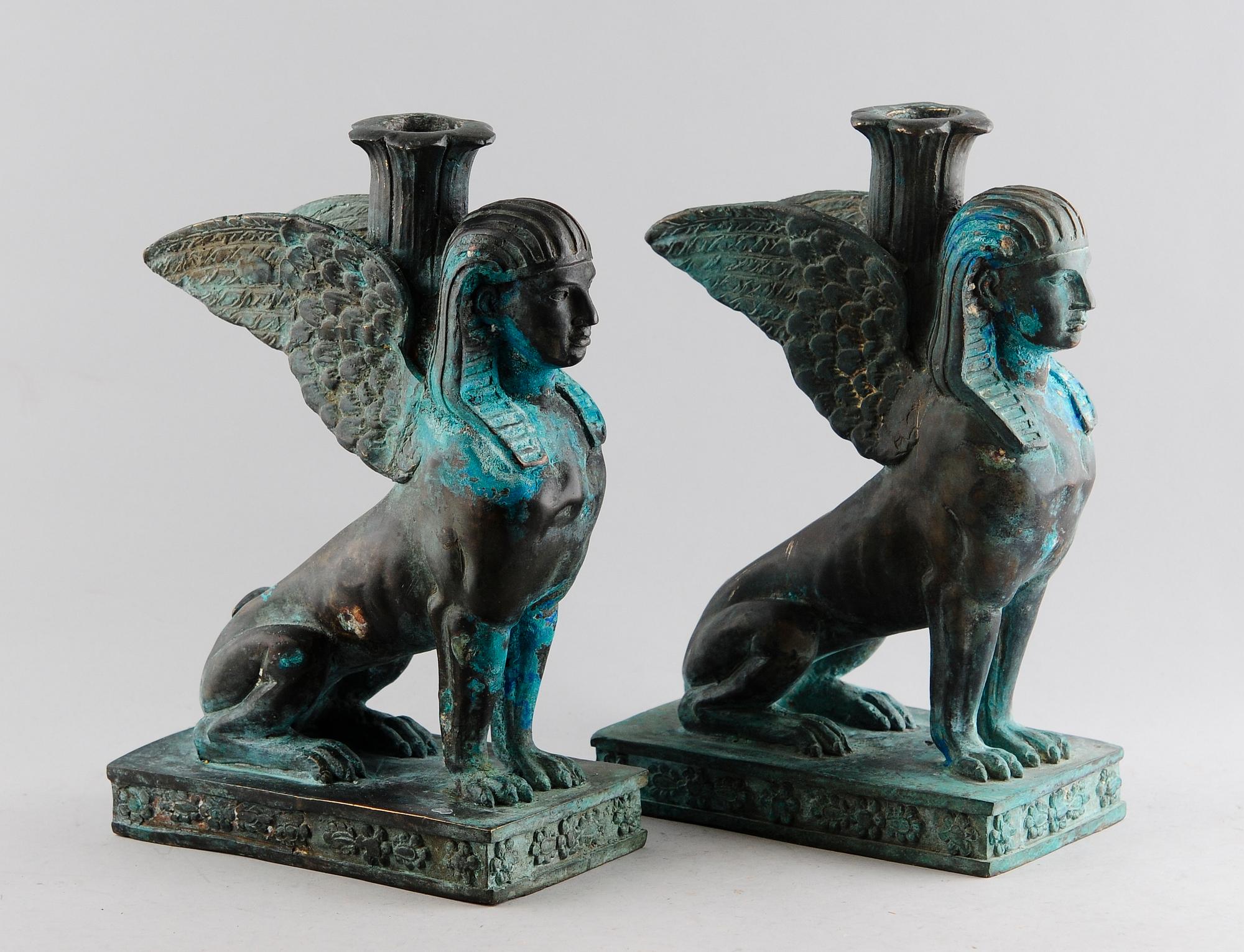 LJUSSTAKAR, 1 par, brons, 1900-talets andra hälft.