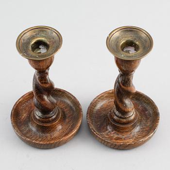 LJUSSTAKAR, 1 par, trä, 1800-tal.
