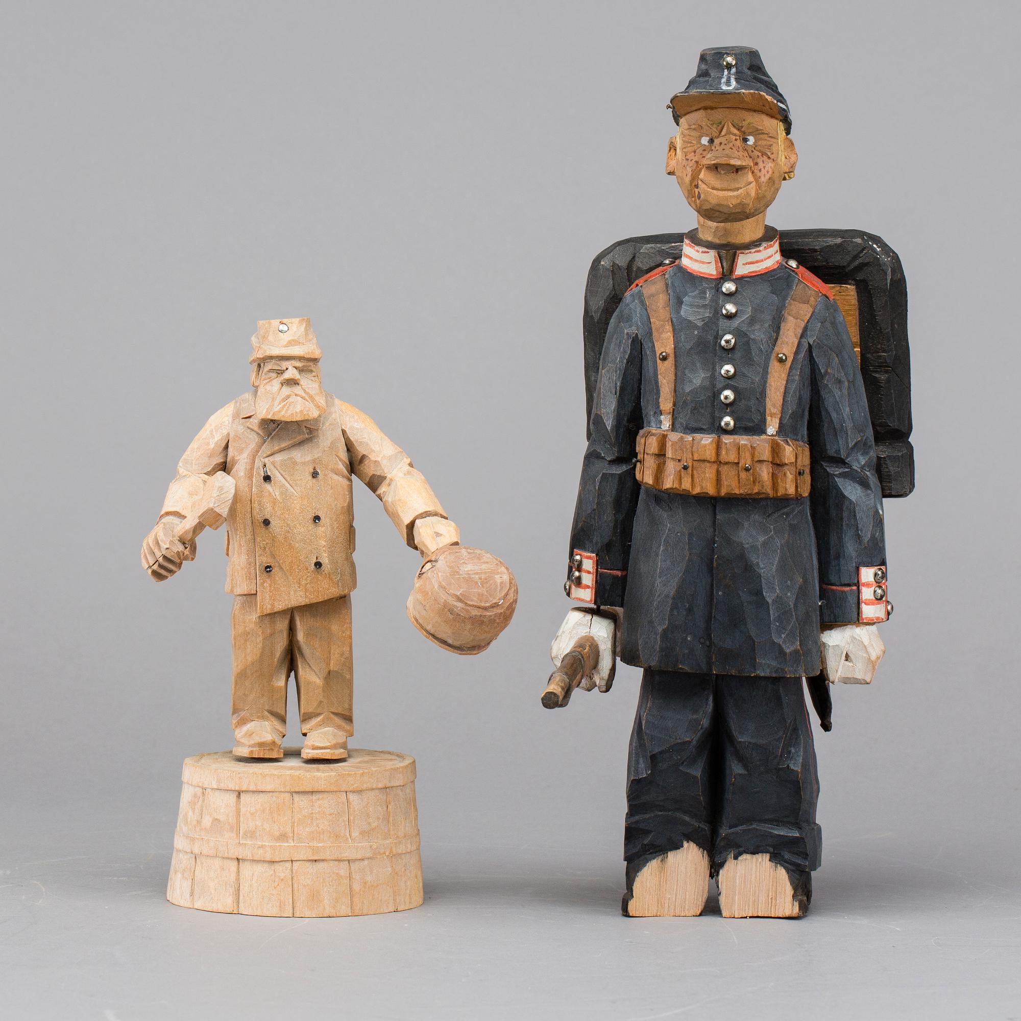 TWO WOOD SCULPTURES, one signed Axel Ericsson.