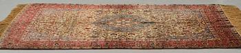 A rug, a semi-antique silk Turkish with metal brocade, ca 194-195 x 127,5-132,5 cm.