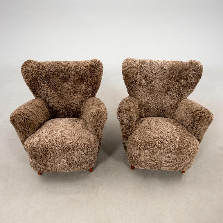 Armchairs, a pair from the 1940s.