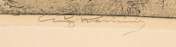 LUIGI KASIMIR, etching. Signed in leads and dated 1922 in the print.