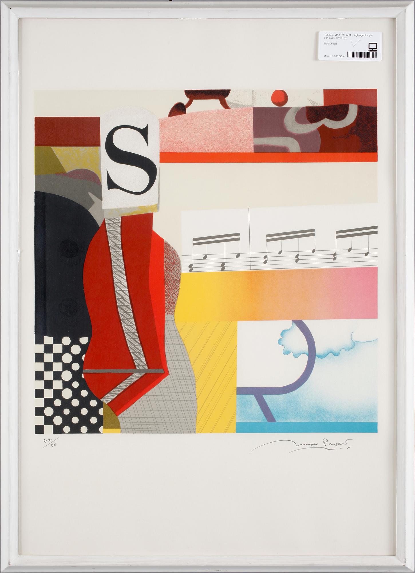 MAX PAPART, färglitografi, sign och numr 42/90.