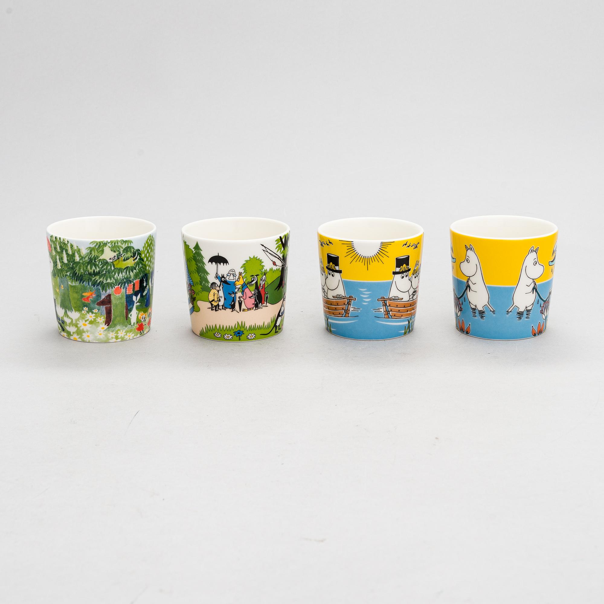 Muminmuggar, 8 st, porslin, Moomin Characters, Arabia.