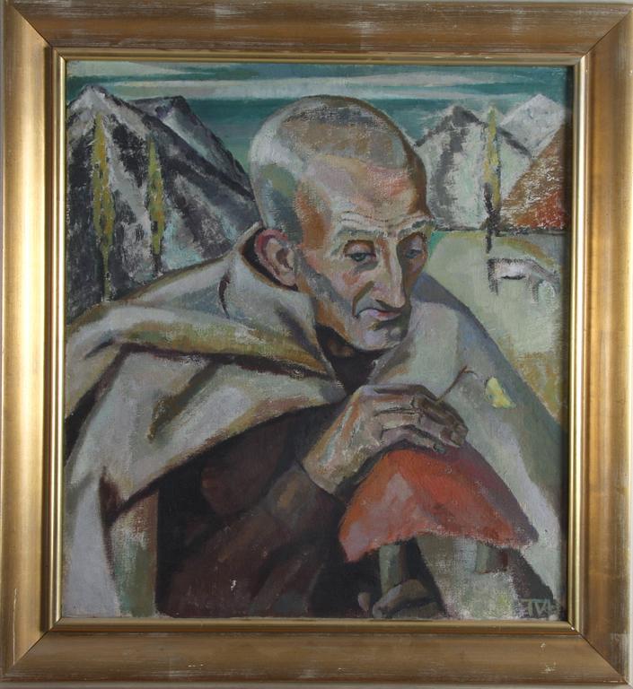 VEGA HOLMSTRÖM, TORA, olja på duk, sign, etikettsmärkt a tergo 1920. Prov; Olof Sager.