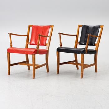 Josef Frank, two armchairs, model B 2067, Svenskt Tenn pre 1985.