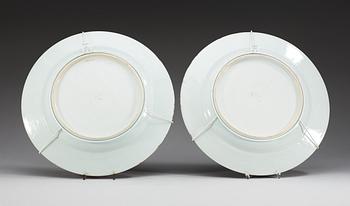 A pair of famille rose chargers, Qing dynasty, Qianlong (1736-95).