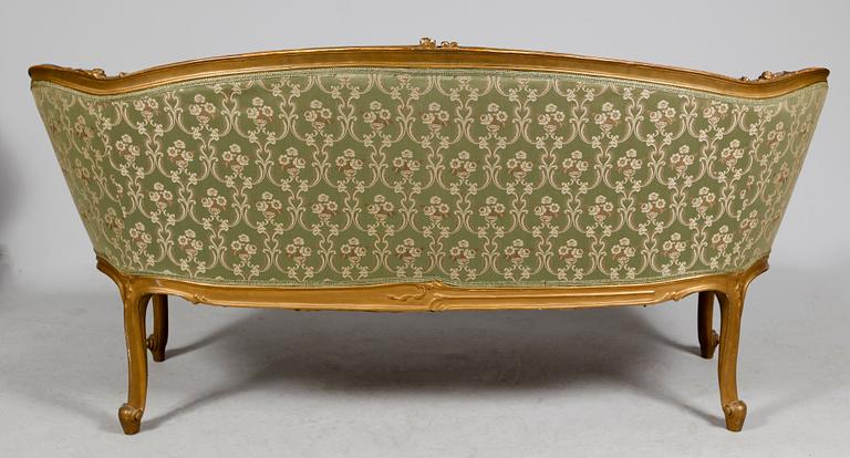 SALONGSMÖBEL, 8 del, rokokostil, 1800-/1900-tal.